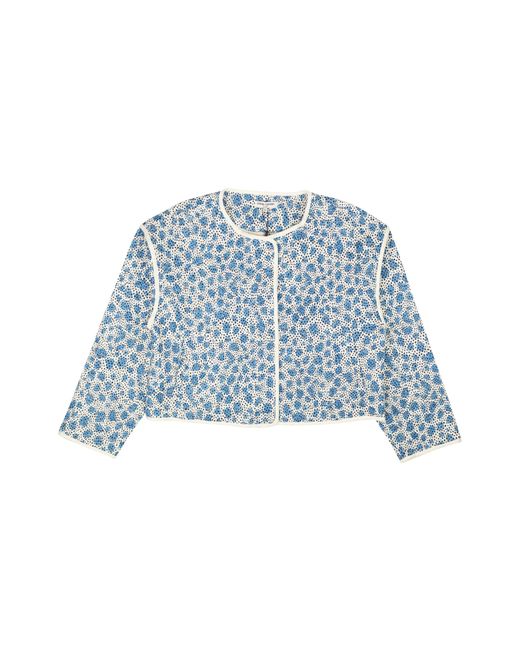 Opening Ceremony Blue Leopard Printed Quilted Jacket R20Aok11170"