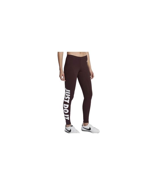 Nike Black Leg-A-See Just Do It Leggings "Deep Burgundy Ah2008 641"