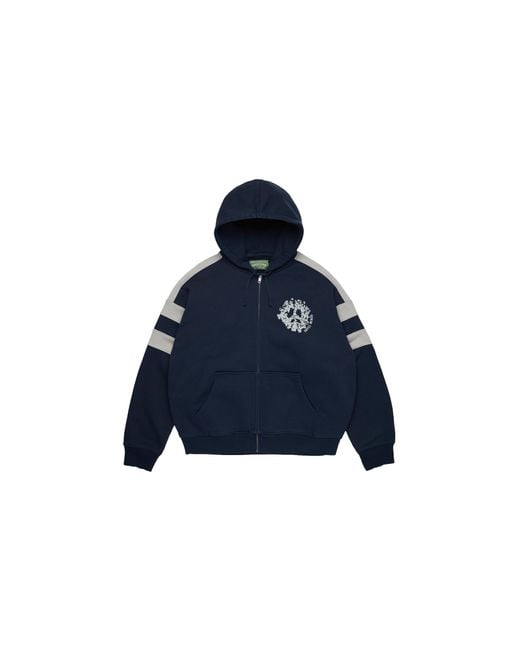 DENIM TEARS Blue Denim U Paneled Zip Hoodie Dt901" for men