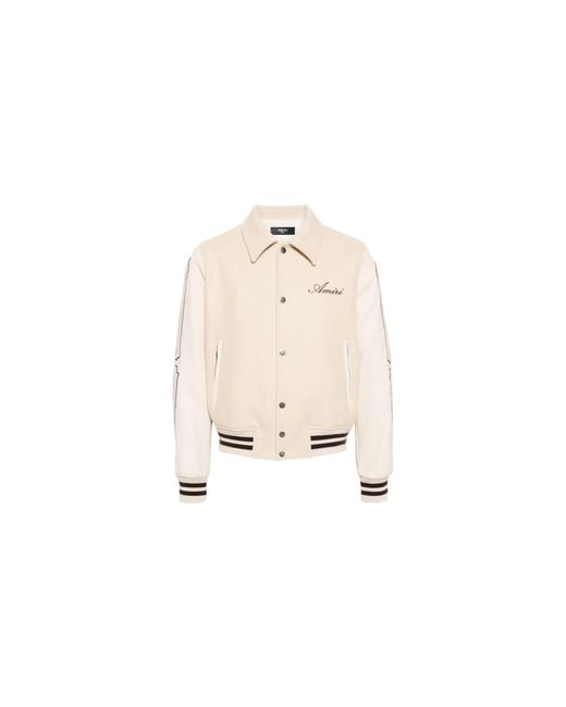 Amiri Black Varsity Bones Bomber Jacket "Alabaster" Amouvy1002 271" for men