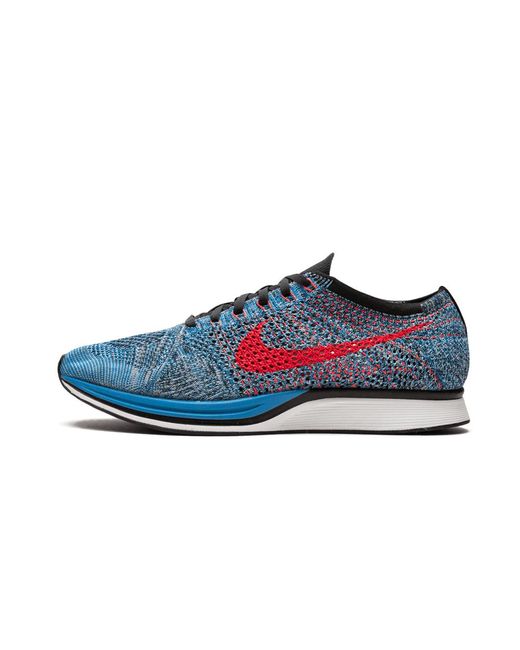 Nike Blue Flyknit Racer Shoes for men
