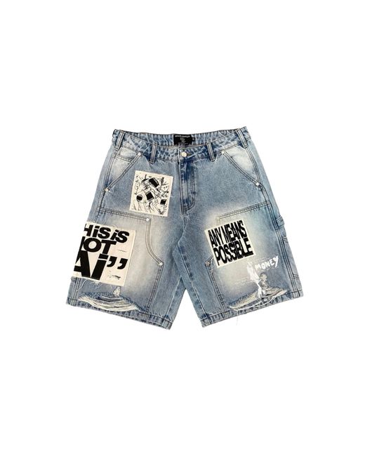Mixed Emotions Blue Ai Denim Shorts Mixe077" for men