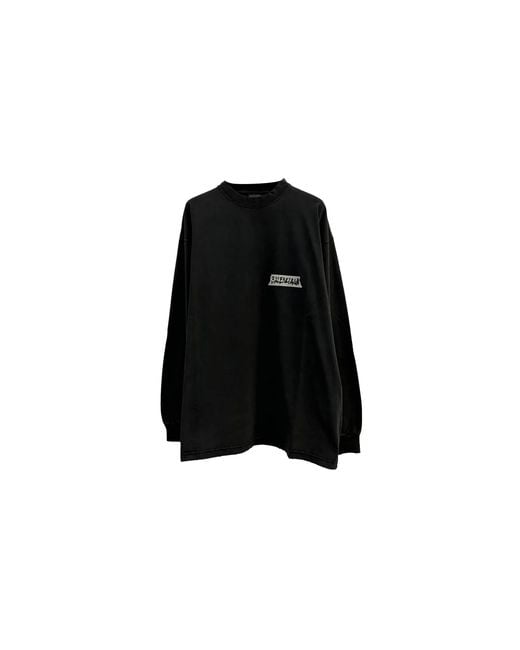 Balenciaga Black Long-Sleeve Crew Neck Oversized T-Shirt "Faded Washed" 850404 Ttvl6 1041" for men
