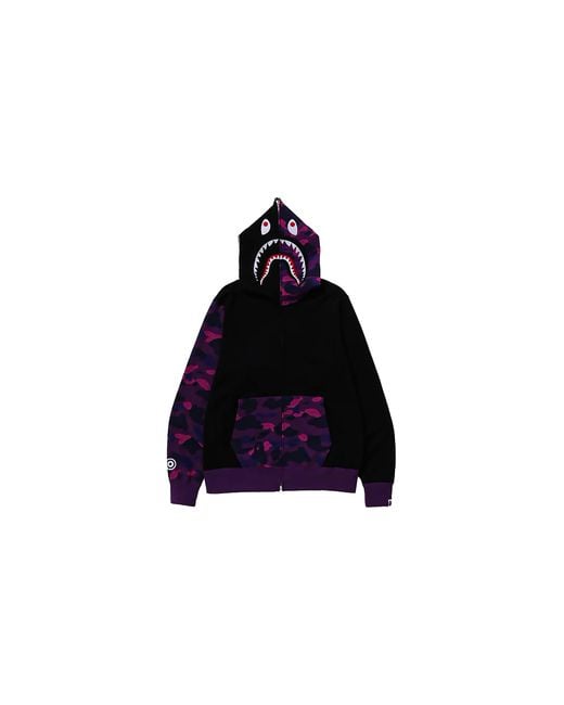A Bathing Ape Black Color Camo Shark Full Zip Hoodie (Fw23) 1J801 150 120" for men