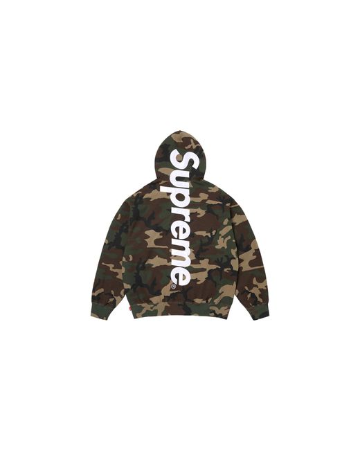 Supreme Black Satin Appliqué Hooded Sweatshirt "Ss26