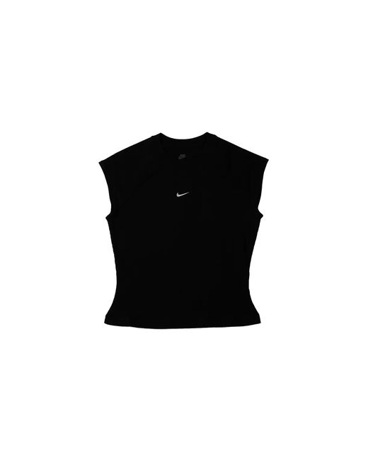 Nike Black Nsw Chill Knit Tight Ss Ribbed Top If0242 010"