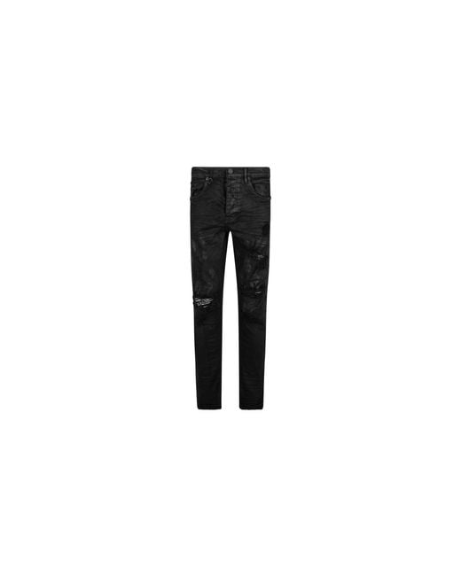 Purple Brand Black Slim Fit Jeans Low Rise With Slim Leg Oil Spill" P001 Bop" for men