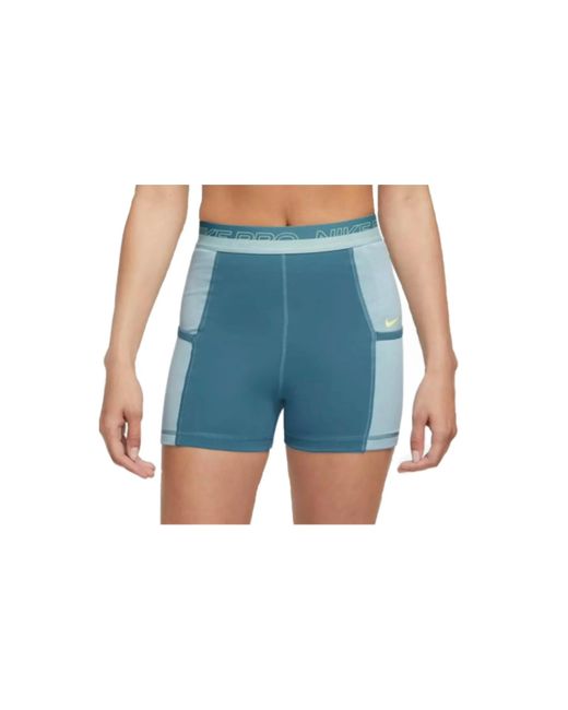 Nike Black Pro High-Waisted 3" Training Shorts With Pockets "Aqua/ Dx0059 440"