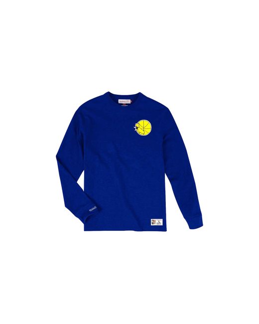 Mitchell & Ness Blue Slub Longsleeve T-Shirt "Nba Golden State Warriors" Lnsldf18010 Gswroya1" for men