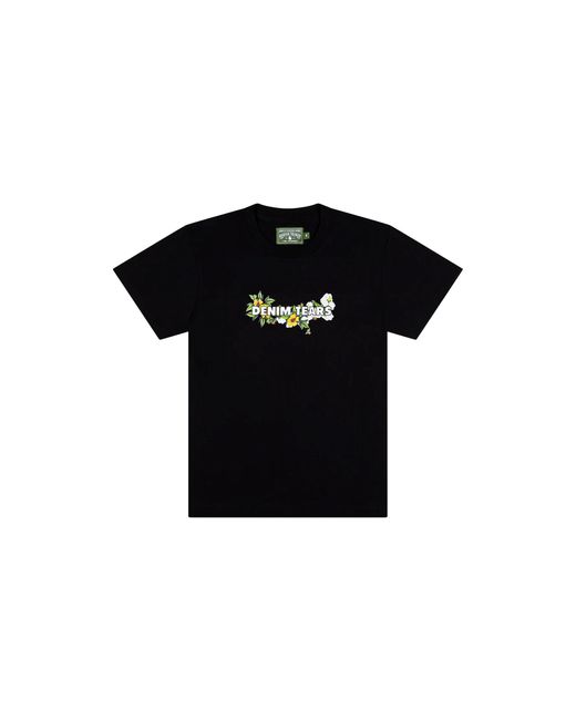 DENIM TEARS Black Floral Logo Short Sleeve T-Shirt Dt361" for men