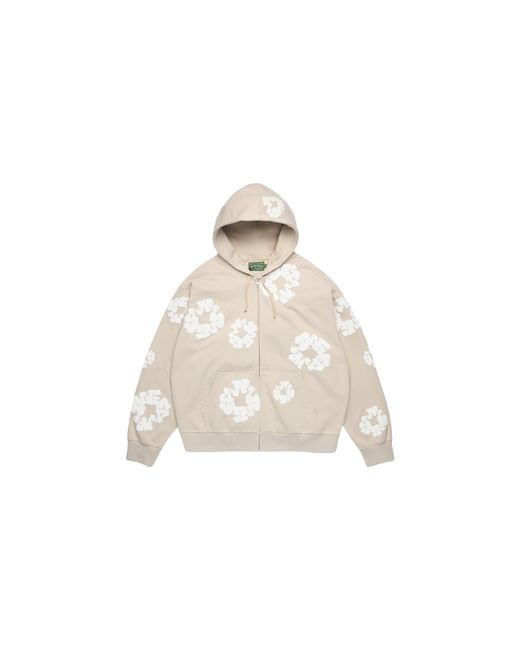 DENIM TEARS Black Cotton Wreath Zip Hoodie "Cream" Dt613" for men