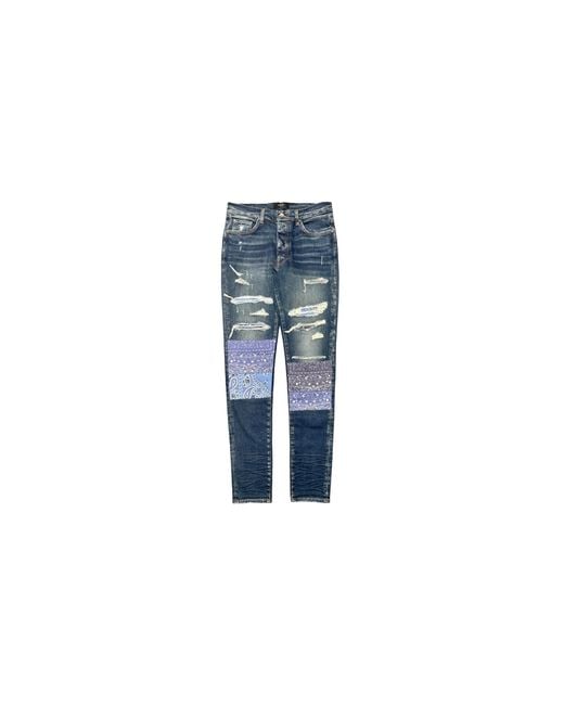 Amiri Black Vintage Bandana Art Patch Jeans "Deep Classic" Ps22Mds140 403" for men