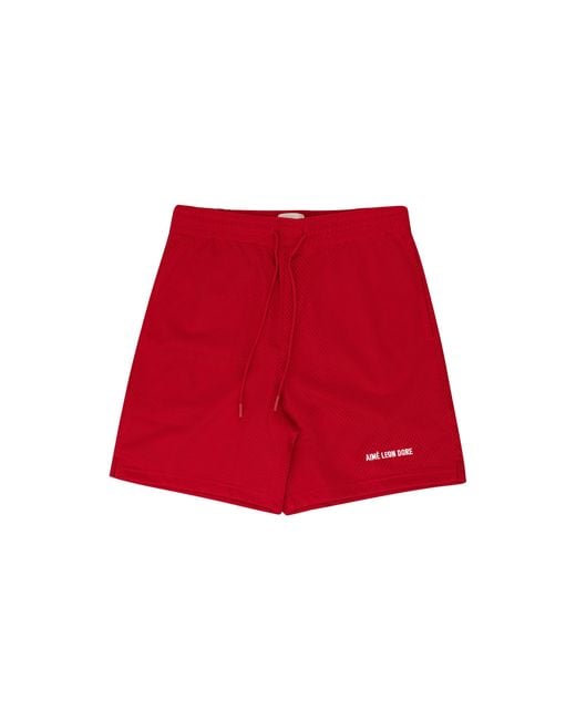 Aimé Leon Dore Red Logo Gym Shorts Ald Mbtm 0122" for men