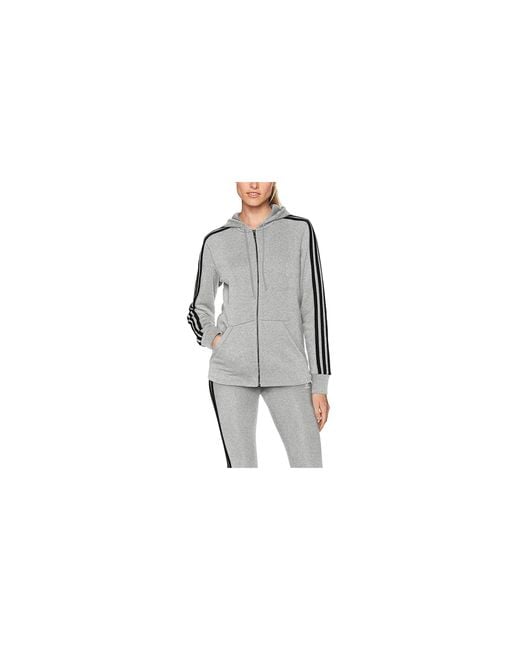 Adidas Black Essentials Cotton Fleece 3-Stripe Full Zip Hoodie Cd2250"