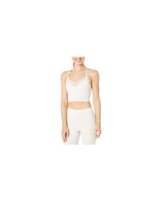 Alo Yoga Black Sneak Long Sports Bra "Bone" 29"