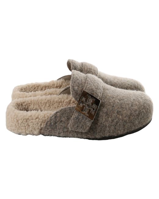Tory Burch Gray Mellow Shearling Mule "Fog/Taupe" 178312-960"