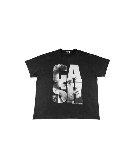 Kith Black Johnny Cash Rock N Roll Vintage T-Shirt Khm033583 001" for men
