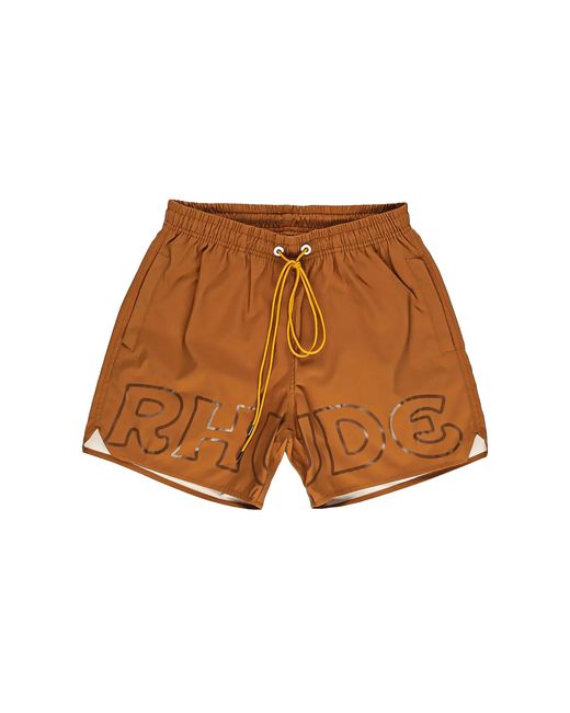 Rhude Black Logo Swim Trunks "Camel" Rhpf23Sm01169003" for men