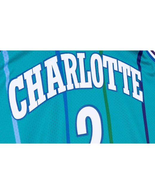 Mitchell & Ness Blue Authentic Road Jersey "Nba Charlotte Hornets 92 Larry Johnson" Ajy4Gs18070 Choteal92Ljo" for men