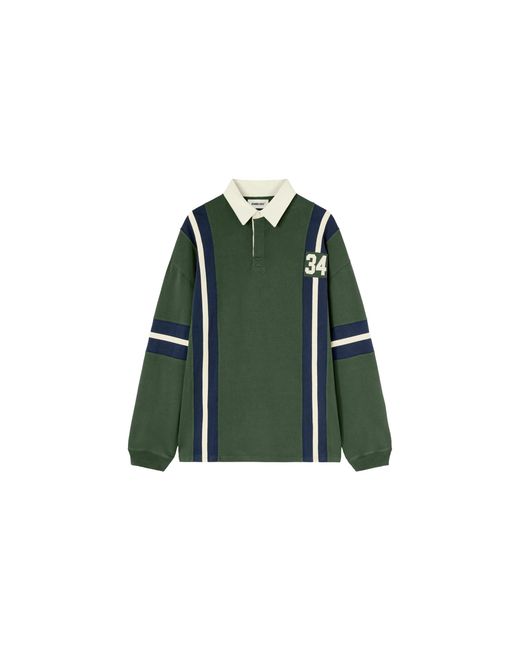 Ambush Green Striped Rugby Shirt Bmgc002F24Jer0015245" for men