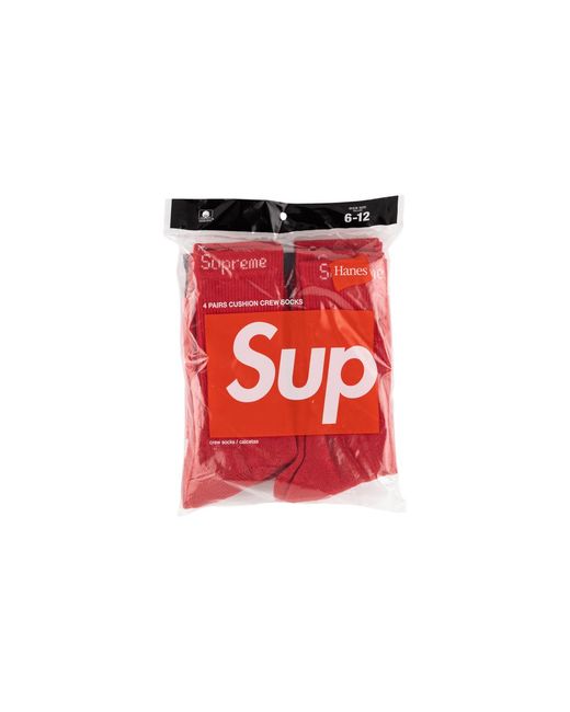 Supreme Black Hanes Crew Socks 4 Pack Su7543"