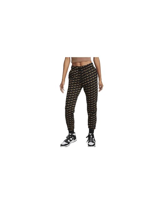 Nike Black Fleece Mid-Rise Monogram Pants Dz3088 011"
