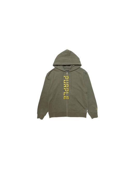 Purple Brand Green French Terry Stencil Logo Zip Hoodie "Military" P411 Fmsz222"