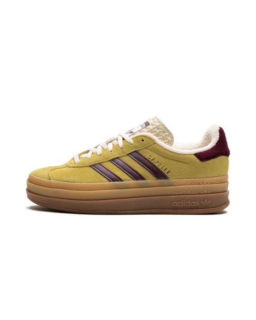 Adidas Black Gazelle Bold Platform "yellow Burgundy" Shoes