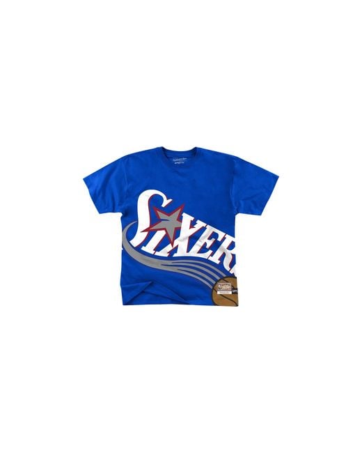Mitchell & Ness Blue Nba Big Face Short Sleeve T-Shirt "Philadelphia 76Ers for men