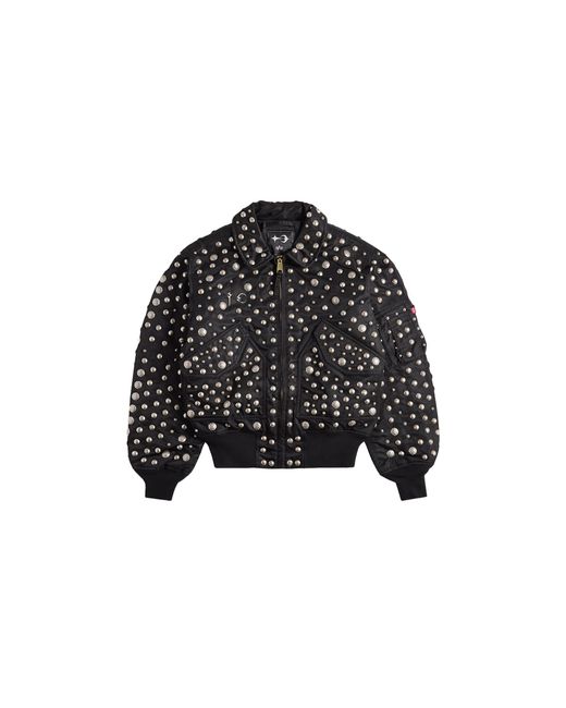 THUG CLUB Black Alpha Cwu 45/P All Over Rivet Jacket Cjt55500C1" for men