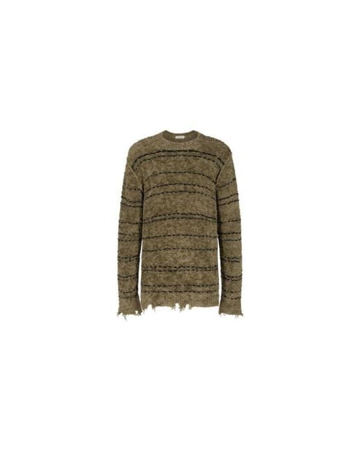 NAMACHEKO Green Viskan Striped Crewneck Sweater "" for men