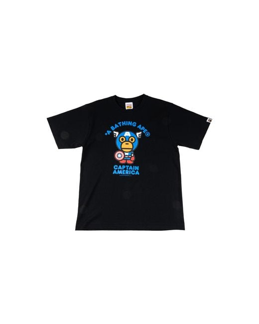 A Bathing Ape Black Baby Milo Captain America Shirt 020" for men