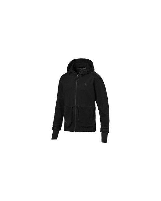 PUMA Black Scuderia Ferrari Life Midlayer Full Zip Hooded Jacket for men