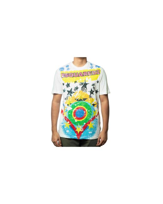 DSquared² Black Splatter Star Print T-Shirt S74Gd0207 S22507 100"