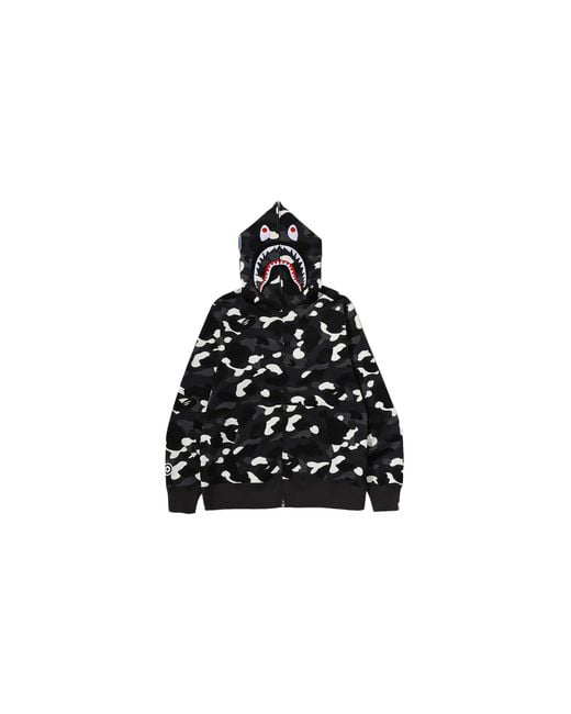 A Bathing Ape Black City Camo Full Zip Shark Hoodie "Glow for men