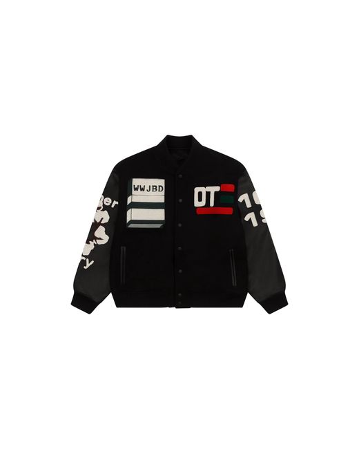 DENIM TEARS Black Cactus Varsity Jacket Dt213" for men