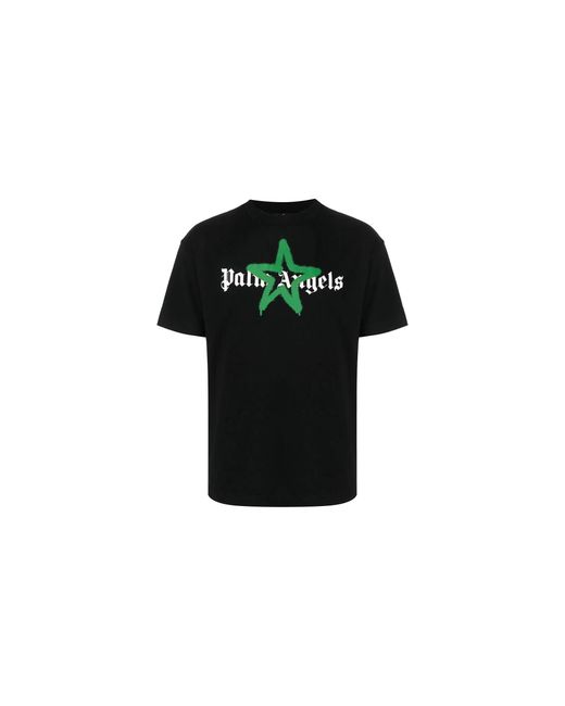 Palm Angels Black Star Sprayed Logo T-Shirt Pmaa001C99Jer0241055" for men