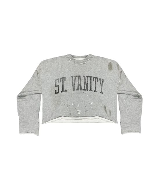 Saint Michael Gray Badgers Distressed Long Sleeve Crewneck Sv044" for men