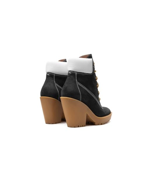 Maison Margiela Black Lace Up Suede Booties /Gum" S39Wu0062 Sy0183 965"