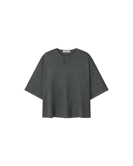 Fear Of God Black Essentials Soft Knit Short Sleeve Henley "Iron" Rw00314 0032" for men