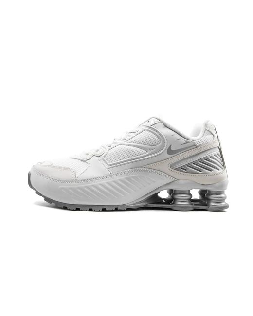 nike cream and silver shox enigma 9000 sneakers