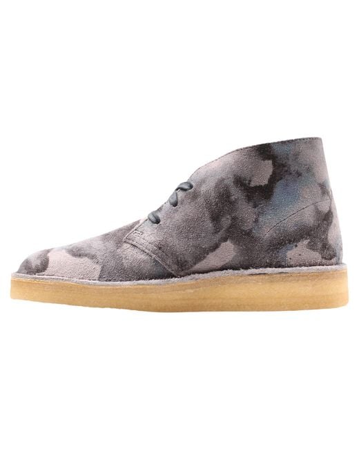Clarks Black Desert Coal Camo Suede Chukka Boots 26160188" for men