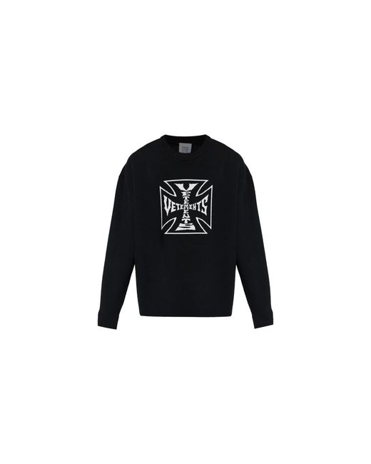 Vetements Black Double Biker Cross Logo Sweater Me76Kn099B Blac" for men