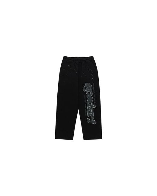Sp5der Black Rhinestone Punk V2 Sweatpants 338" for men