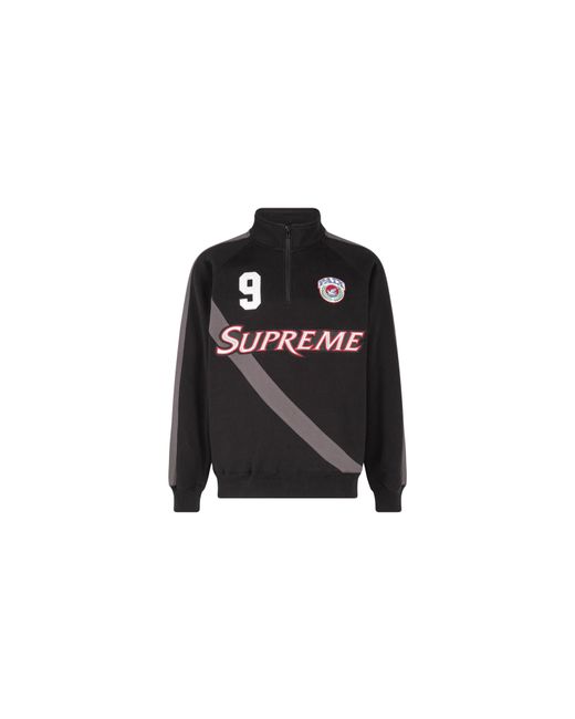 Supreme Black Equipé Half Zip Sweatshirt "Ss24" Su379"