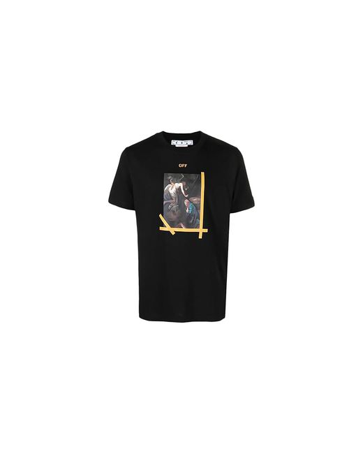 Off-White c/o Virgil Abloh Black Caravaggio Print T-Shirt Omaa027C99Jer0151001" for men