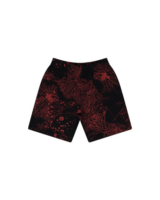 Sp5der Black Aop Web V2 Sweatshorts 464" for men