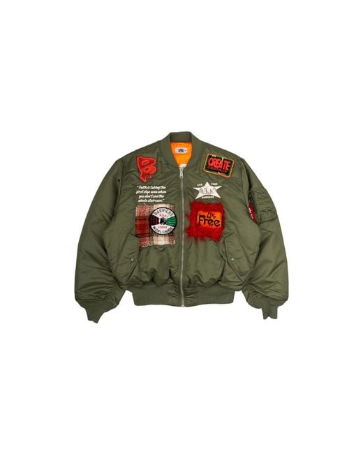 Barriers Green Alpha Industries Complexcon Exclusive Multi Patch Bomber Jacket Bar42" for men