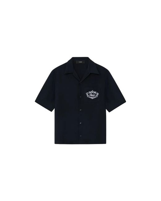 Amiri Black Chateau Crest Camp Shirt Amtosh1094 001" for men