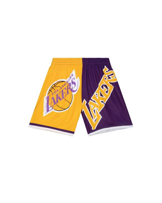 Mitchell & Ness Black Big Face Fashion Shorts 5.0 "Nba La Lakers" Pshr4351 Lalyypppyell" for men